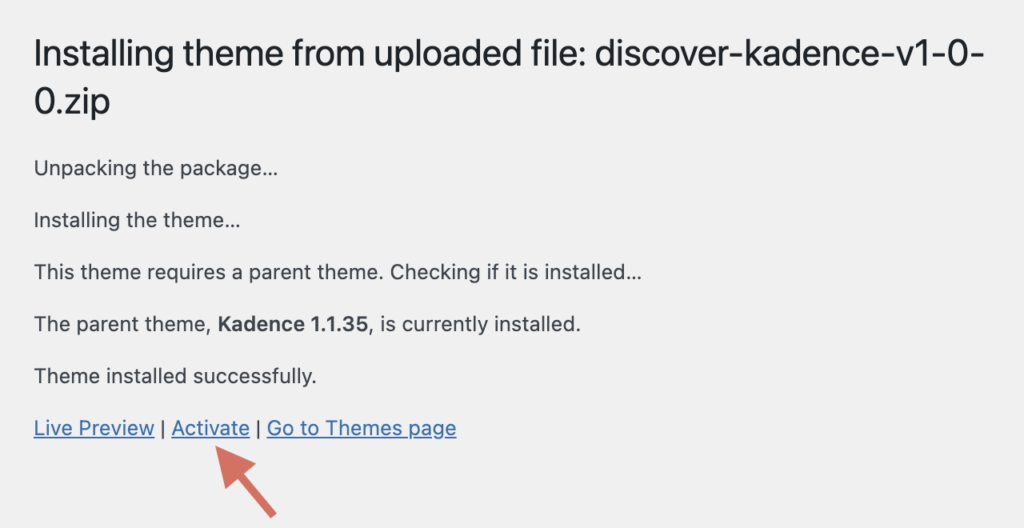 Start Blogging Themes Activate Child Theme After Install