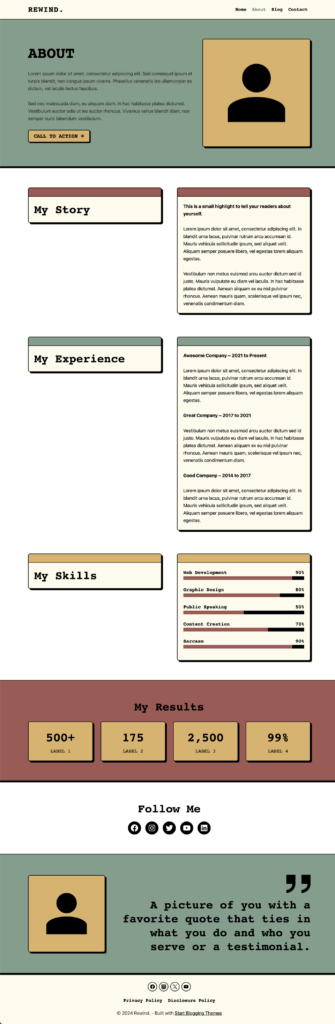 Kadence Rewind About Page 1 Header Footer 70s