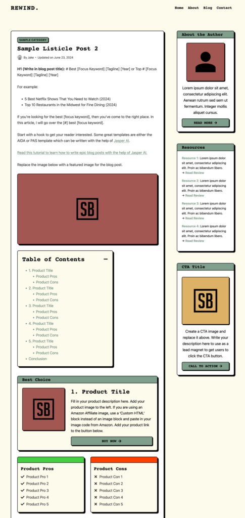 Kadence Rewind Listicle Post 2 Layout Header Footer 70s