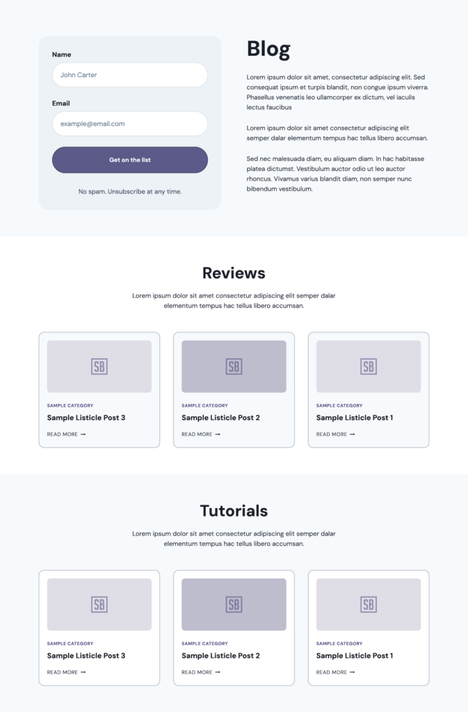 Inspire Blog Page