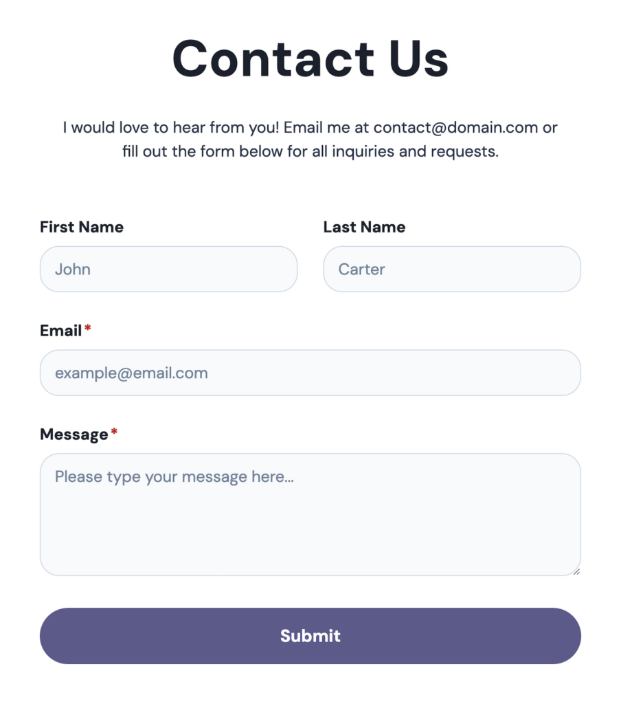 Inspire Contact Page