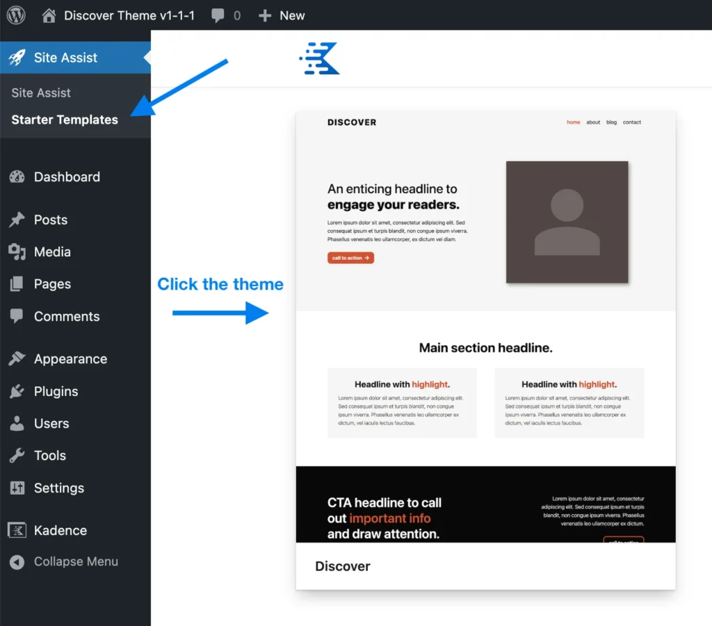 Kadence Starter Templates Choose JP Theme